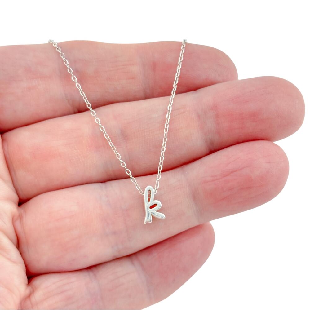 Vintage Sterling Silver 925 K Initial Necklace 16-18"